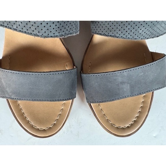 Sophia Milano Gray Perforated Slingback Block Heel Sandals Made in Italy - 9 - Picture 9 of 11